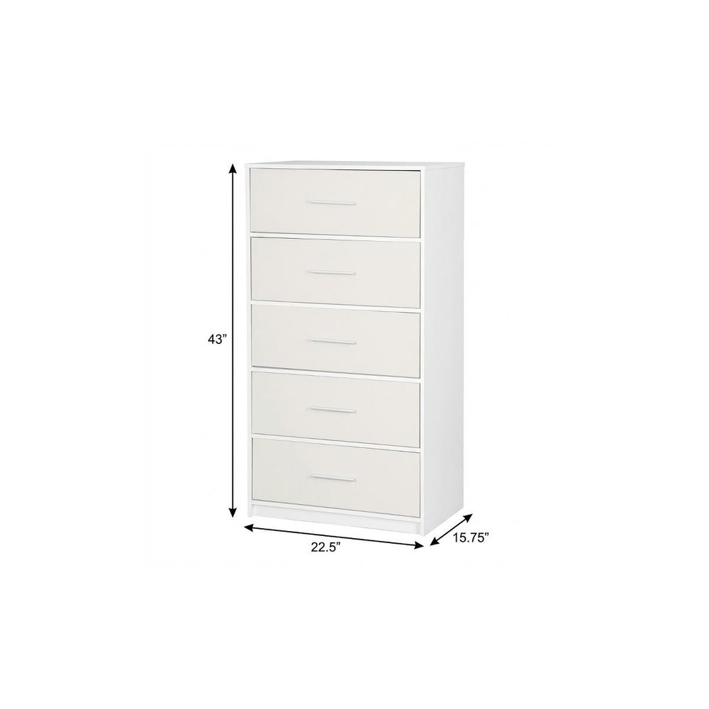 White Fabric Wood and Steel Five Drawer Lingerie Chest - 23-inch