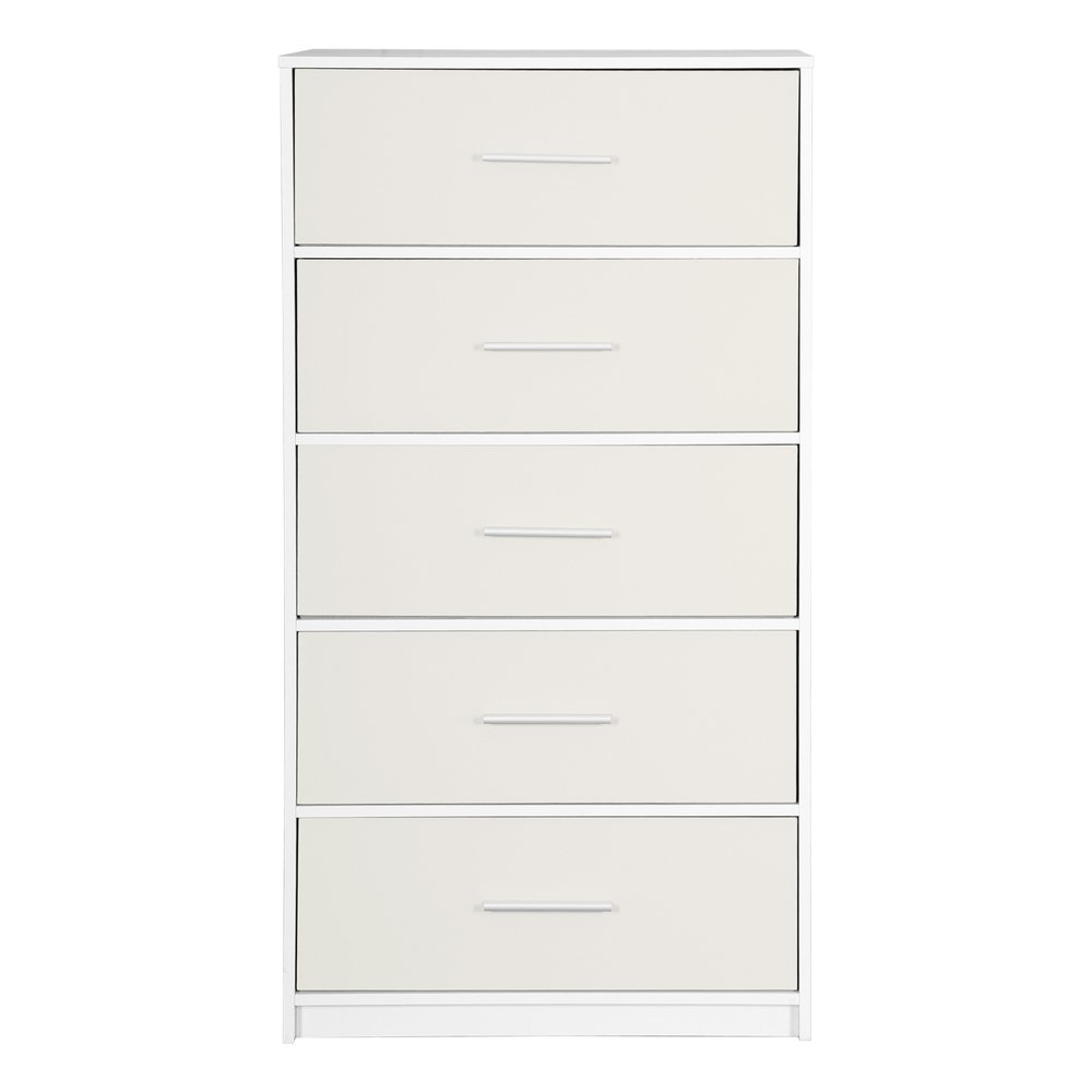 White Fabric Wood and Steel Five Drawer Lingerie Chest - 23-inch