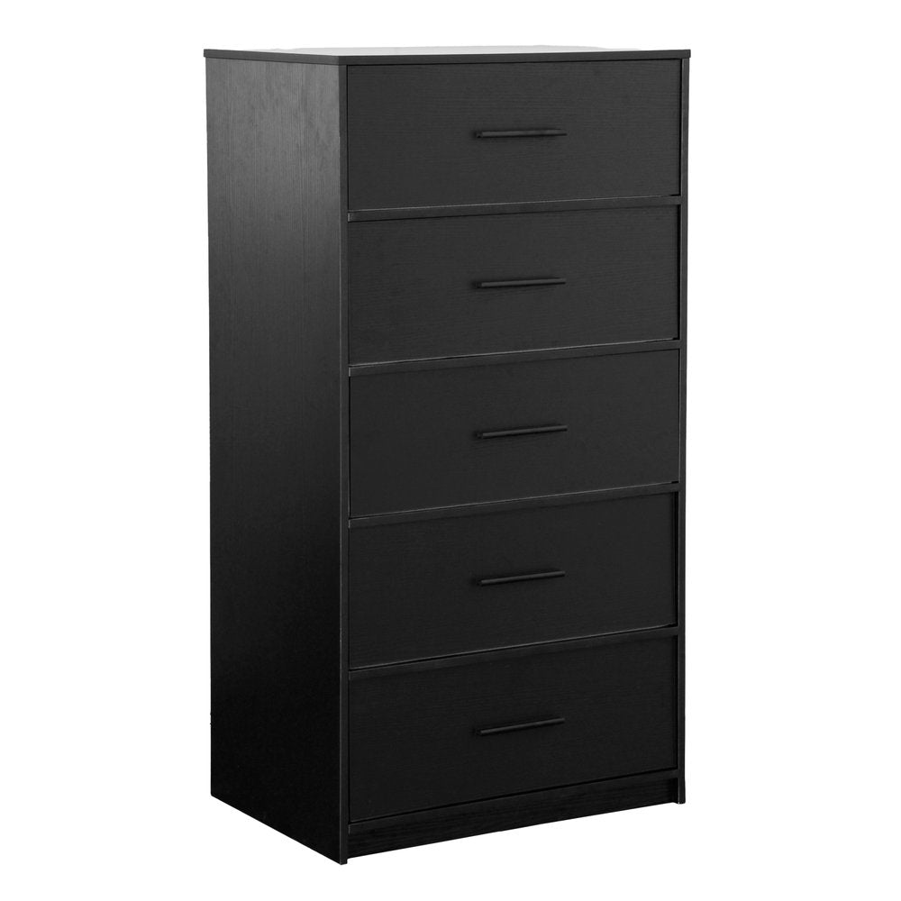 Black Fabric Wood and Steel Five Drawer Lingerie Chest - 23-inch