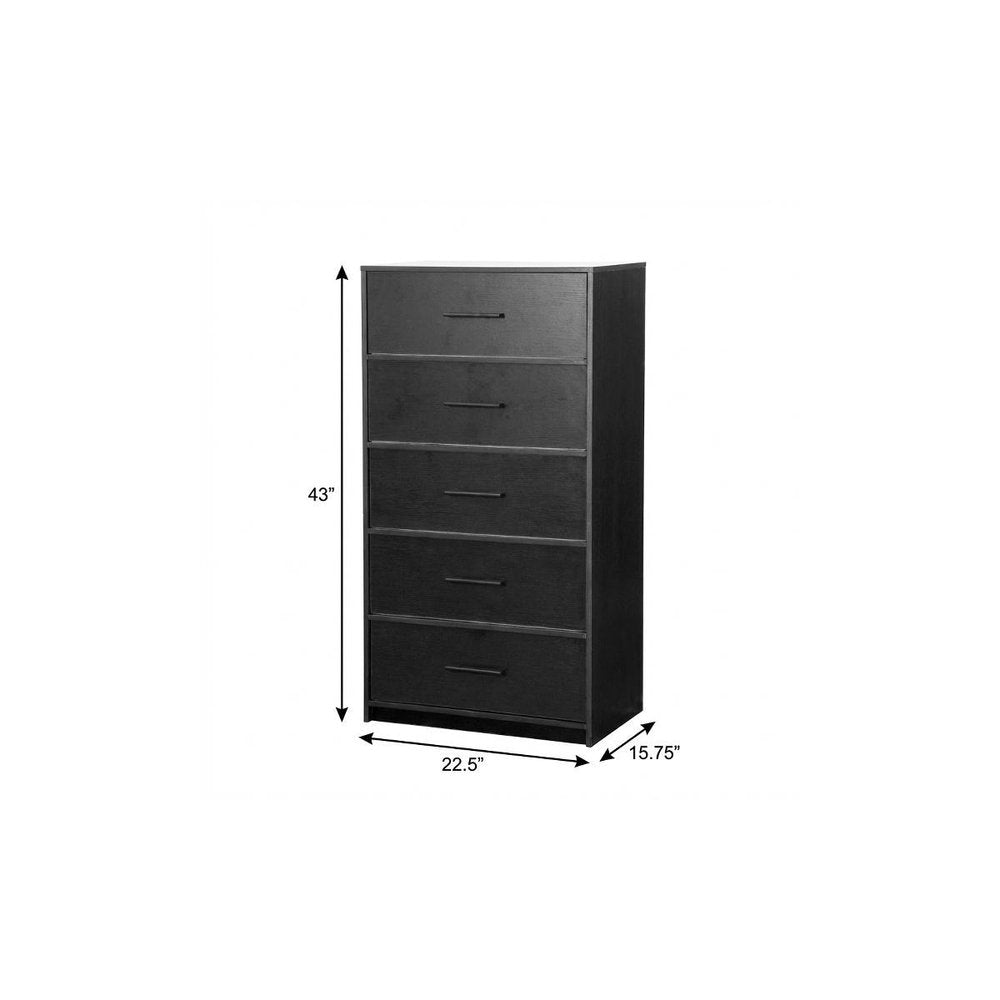 Black Fabric Wood and Steel Five Drawer Lingerie Chest - 23-inch