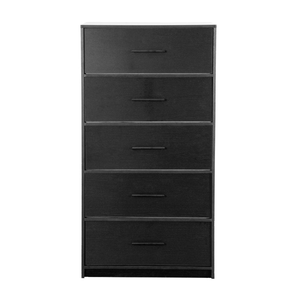 Black Fabric Wood and Steel Five Drawer Lingerie Chest - 23-inch