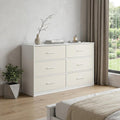 White Fabric Wood and Steel Six Drawer Double Dresser - 45-inch