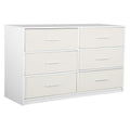 White Fabric Wood and Steel Six Drawer Double Dresser - 45-inch