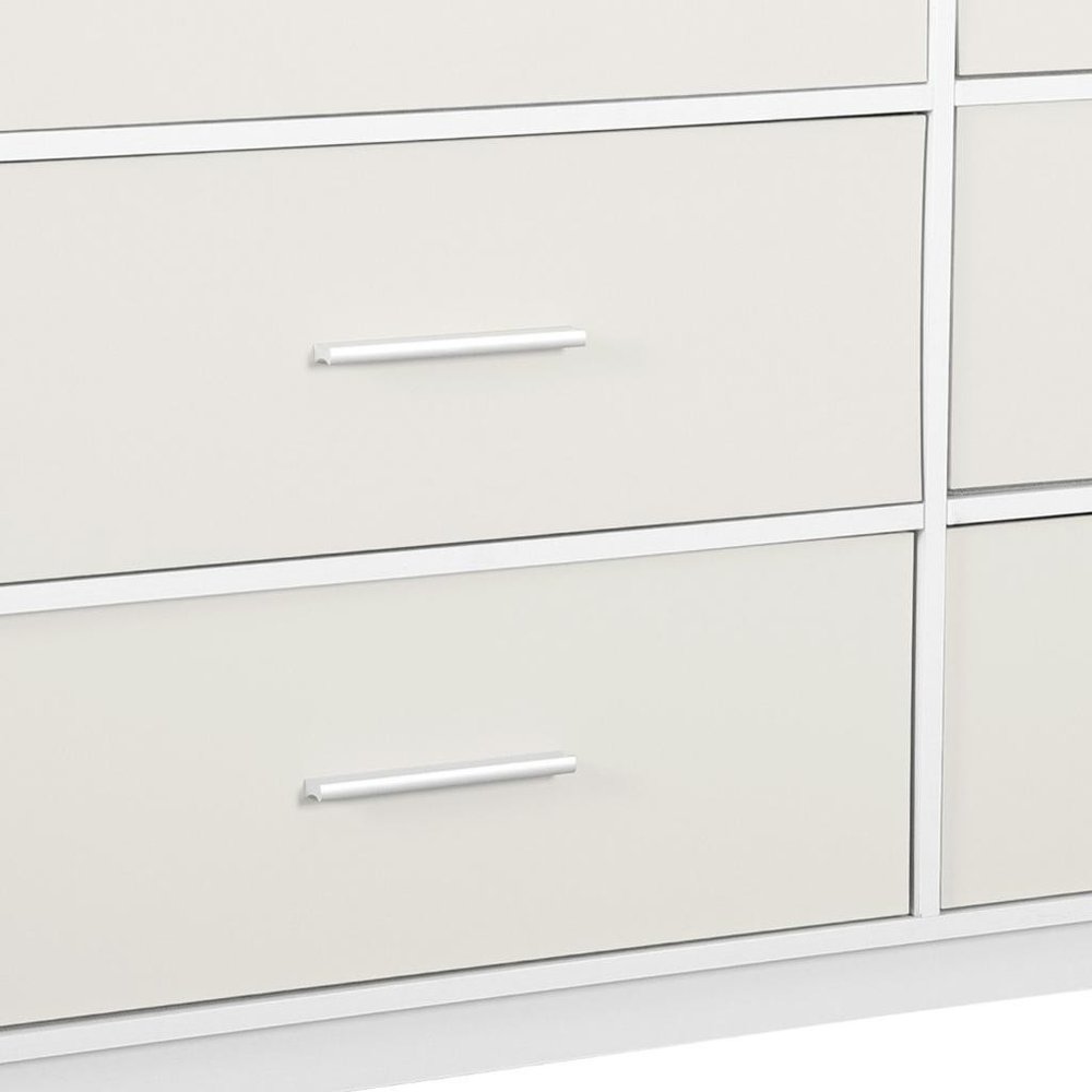 White Fabric Wood and Steel Six Drawer Double Dresser - 45-inch