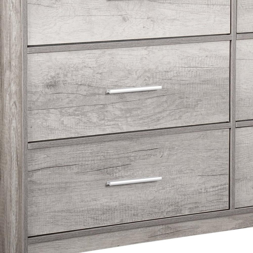 Gray Fabric Wood and Steel Six Drawer Double Dresser - 45-inch