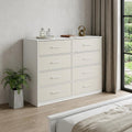 White Fabric Wood and Steel Eight Drawer Double Dresser - 45-inch
