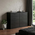 Black Fabric Wood and Steel Eight Drawer Double Dresser - 45-inch
