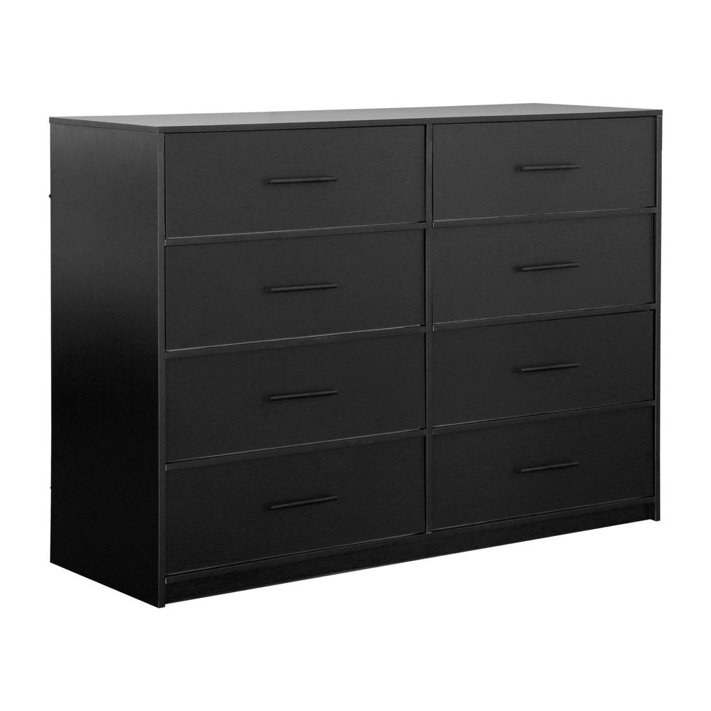 Black Fabric Wood and Steel Eight Drawer Double Dresser - 45-inch