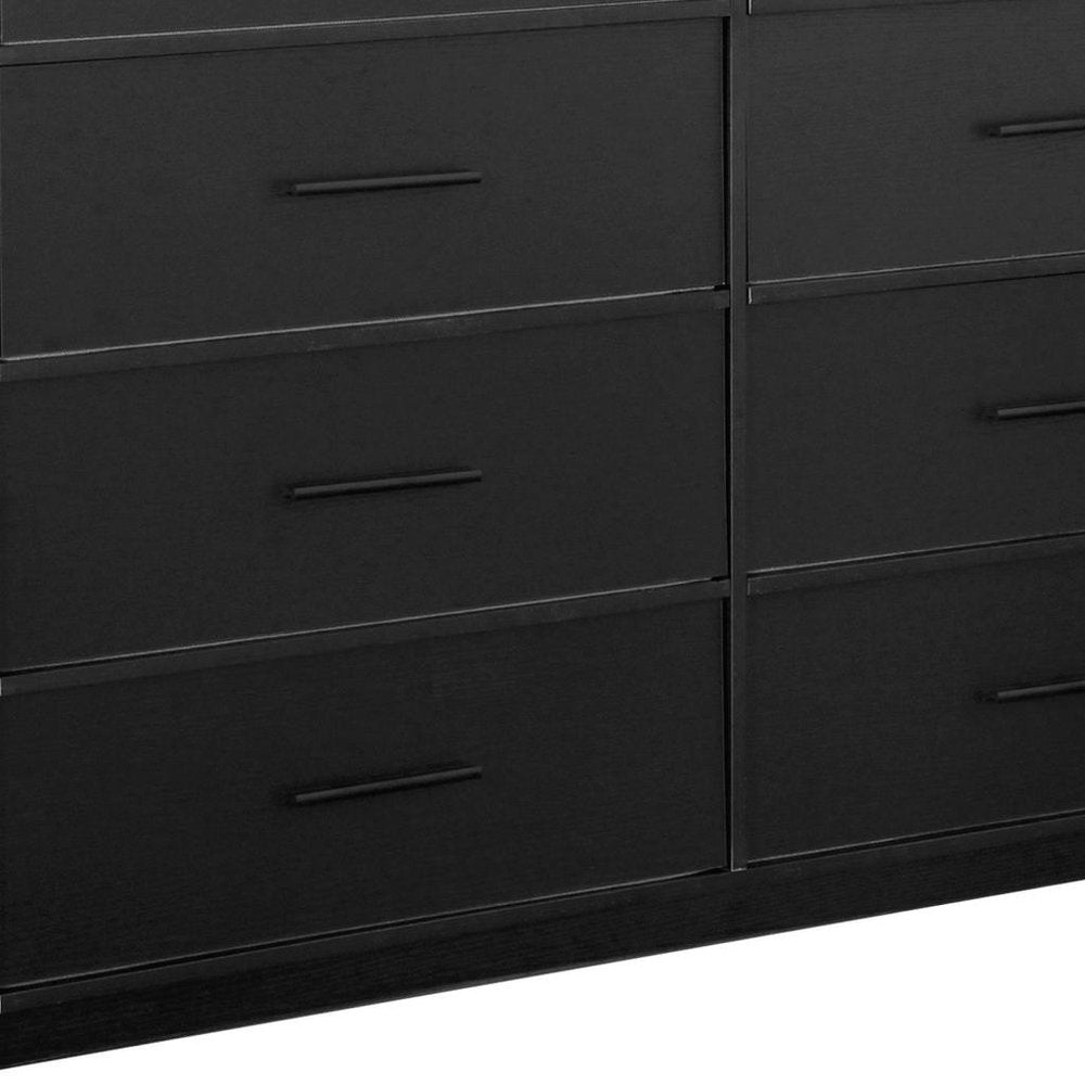 Black Fabric Wood and Steel Eight Drawer Double Dresser - 45-inch
