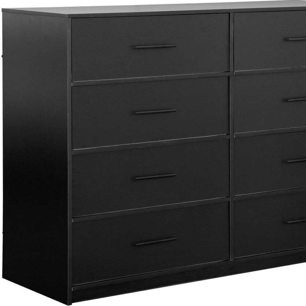 Black Fabric Wood and Steel Eight Drawer Double Dresser - 45-inch