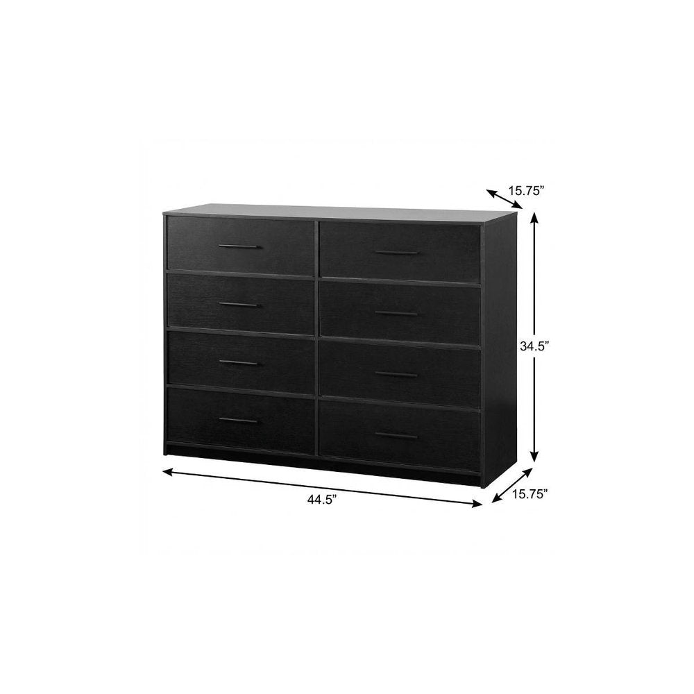 Black Fabric Wood and Steel Eight Drawer Double Dresser - 45-inch