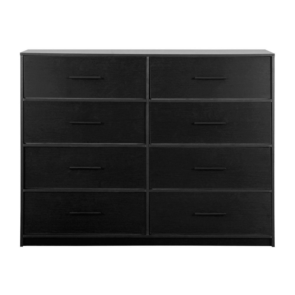 Black Fabric Wood and Steel Eight Drawer Double Dresser - 45-inch