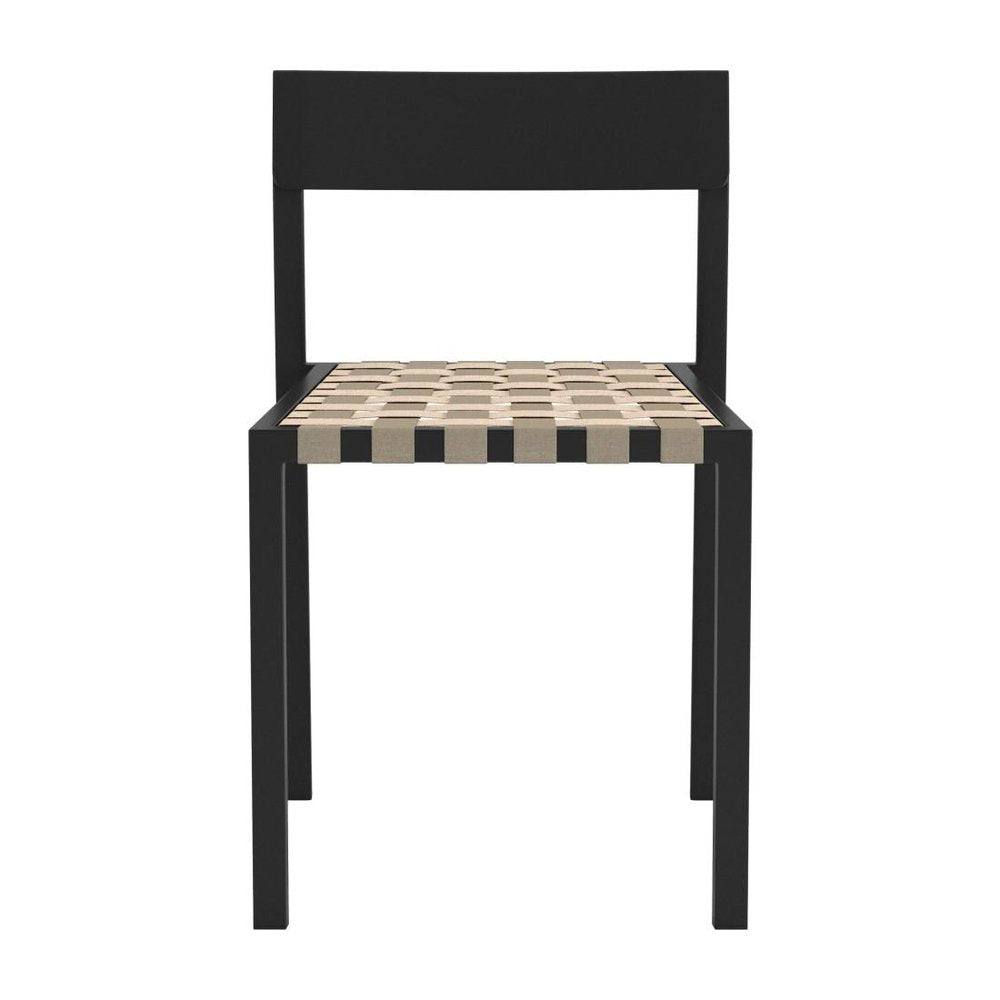 Set of Two Black Aluminum Open Back Dining Side Chairs
