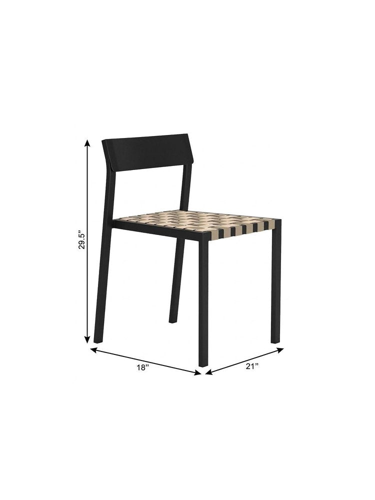 Set of Two Black Aluminum Open Back Dining Side Chairs