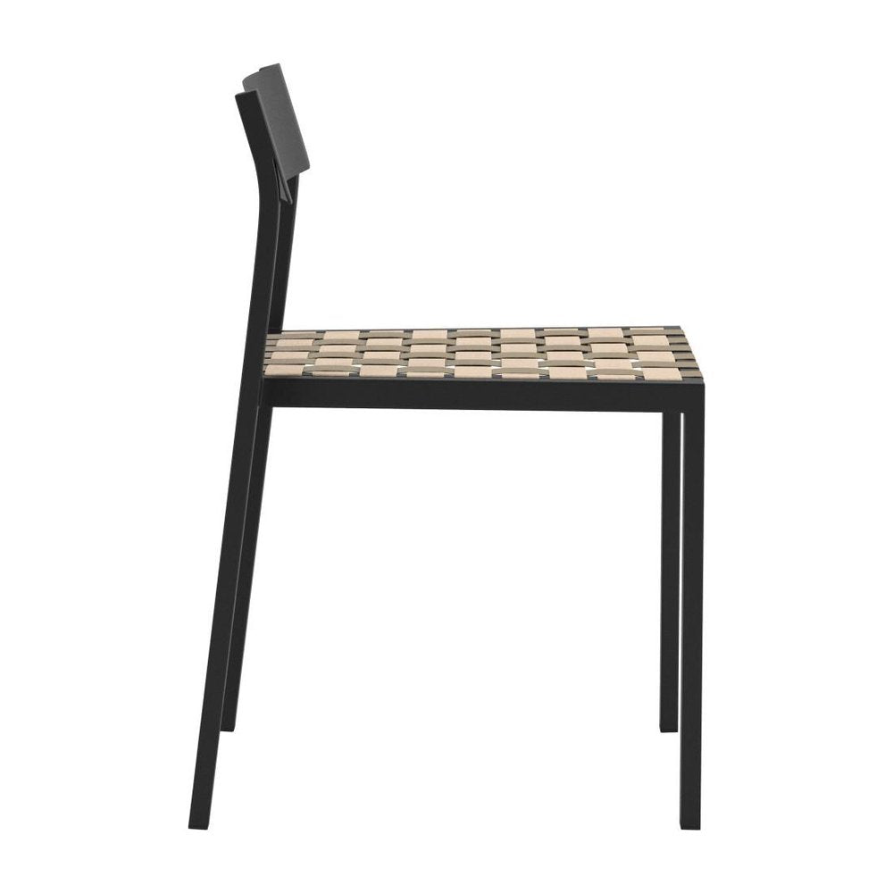 Set of Two Black Aluminum Open Back Dining Side Chairs