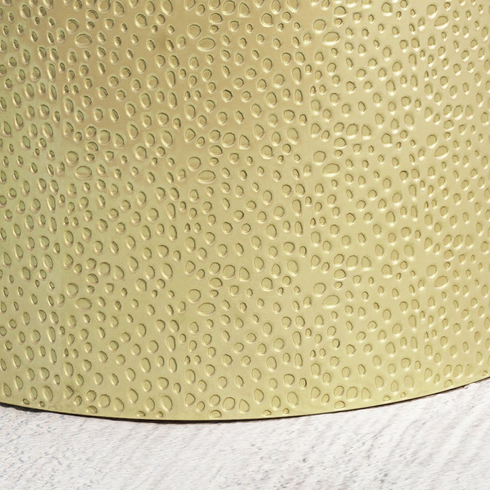 Set of Two Gold Iron Round Drum End Tables