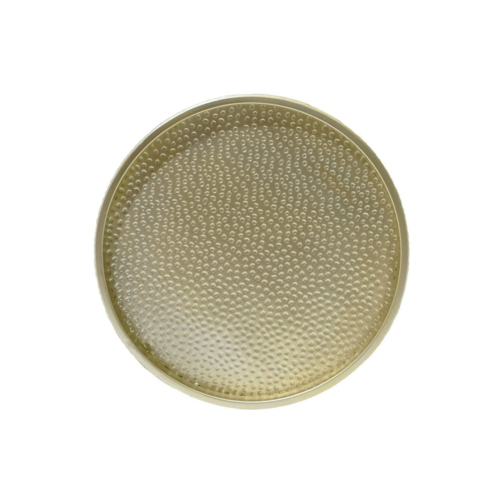 Set of Two Gold Iron Round Drum End Tables