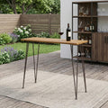 Walnut and Brown Wood and Iron Outdoor Bar Table - 47-inch