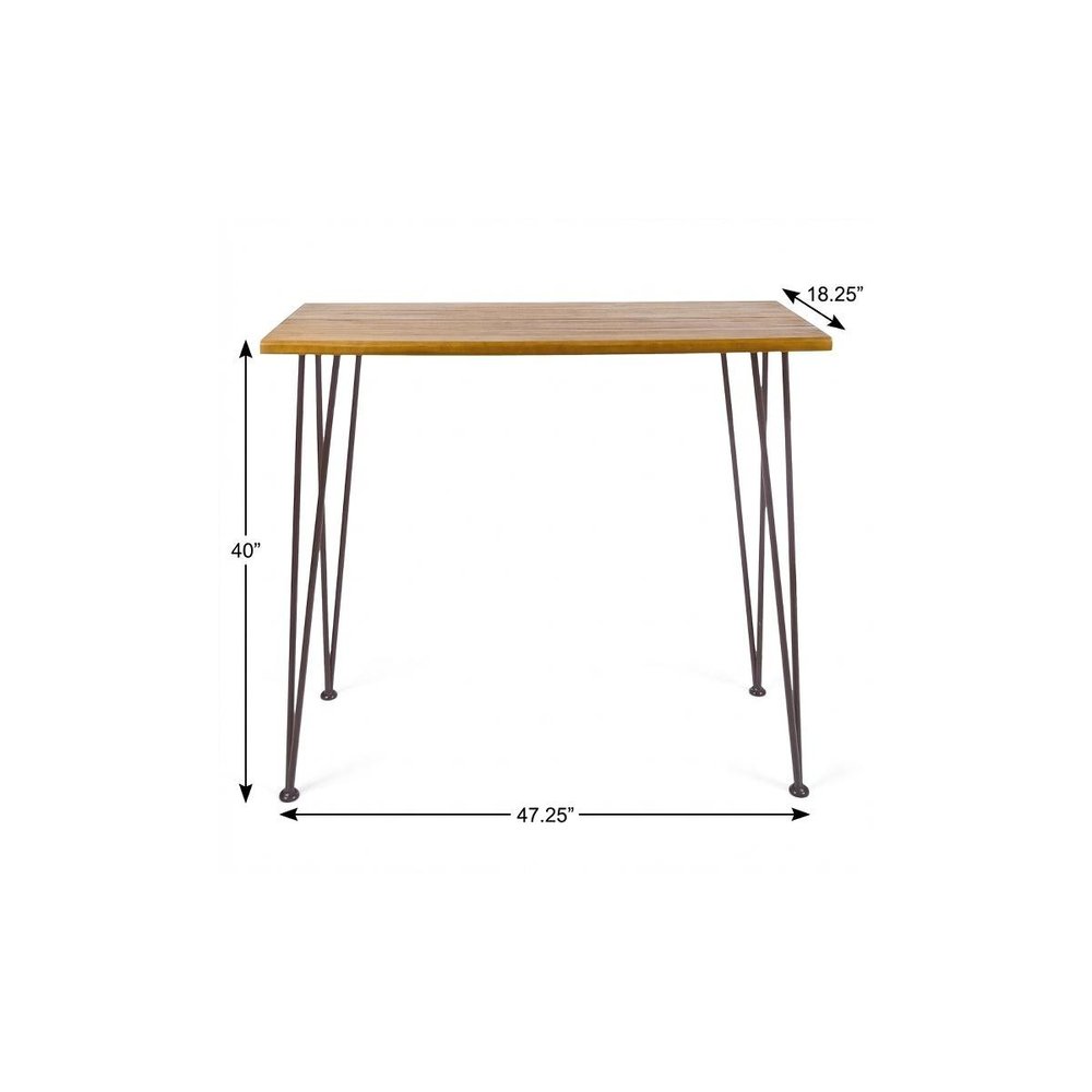 Walnut and Brown Wood and Iron Outdoor Bar Table - 47-inch