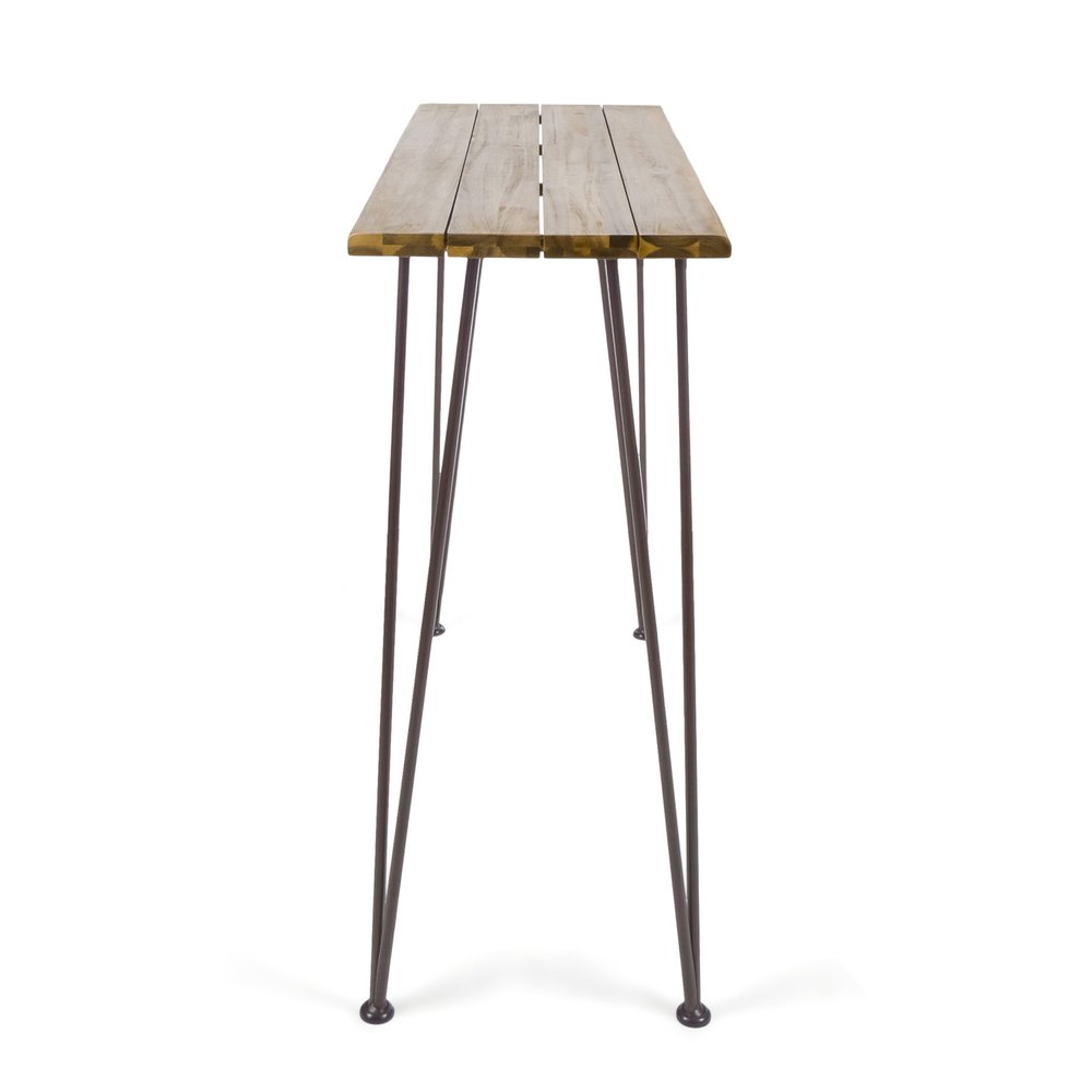 Walnut and Brown Wood and Iron Outdoor Bar Table - 47-inch