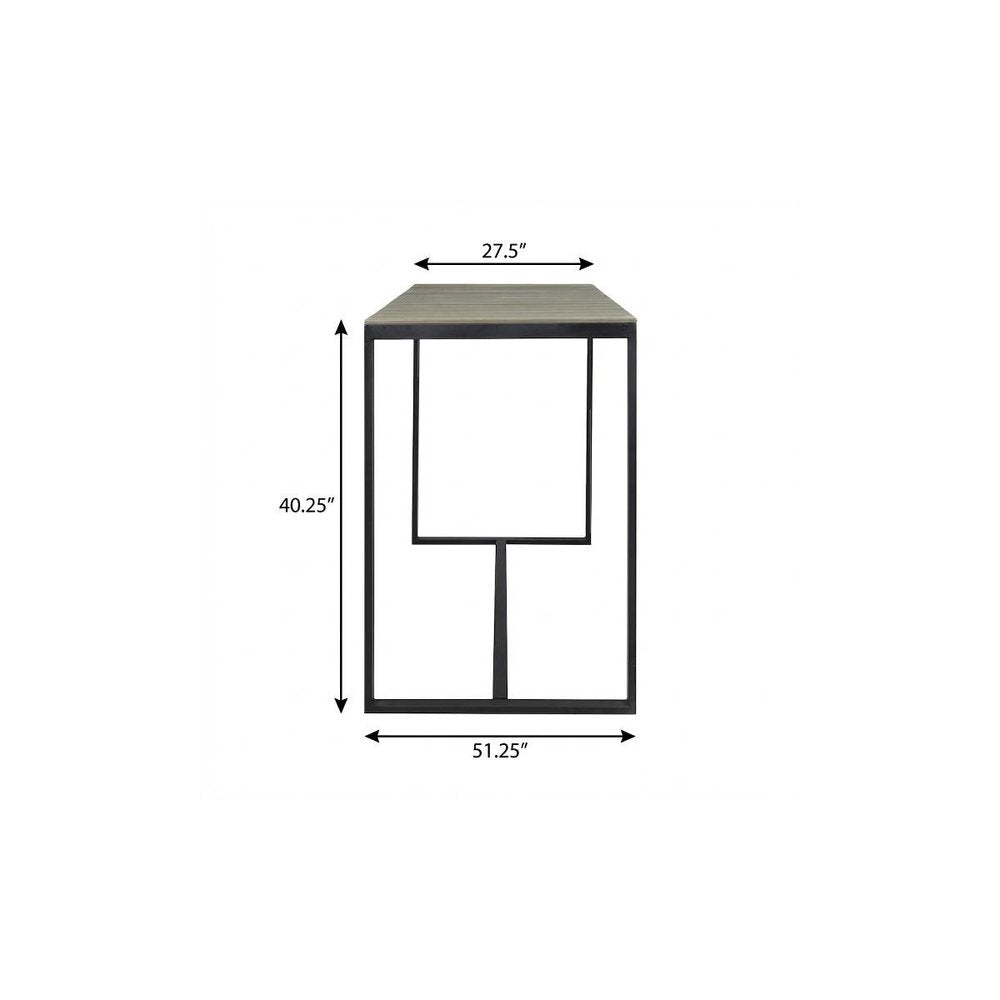 Gray Wood and Iron Outdoor Bar Table - 51-inch