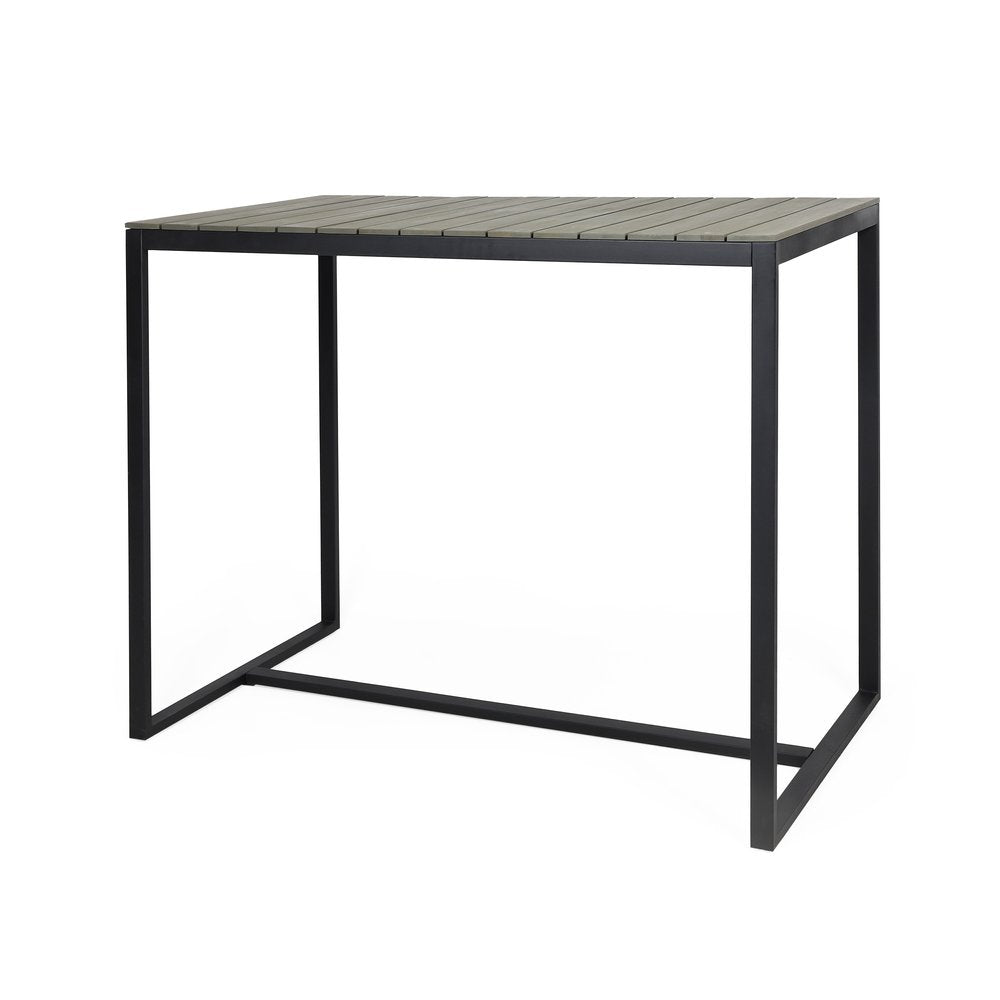 Gray Wood and Iron Outdoor Bar Table - 51-inch