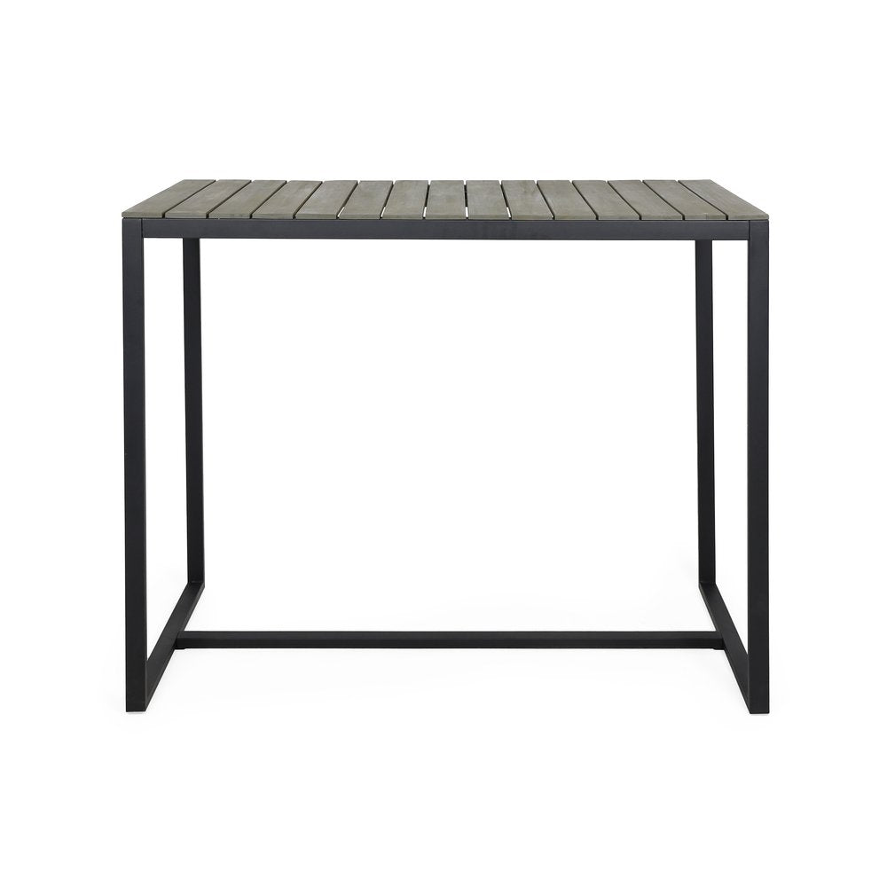 Gray Wood and Iron Outdoor Bar Table - 51-inch