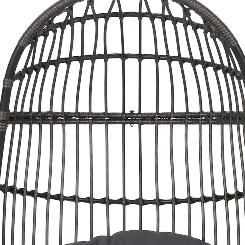 Gray Metal Outdoor Egg Chair with Gray Cushion - 30-inch