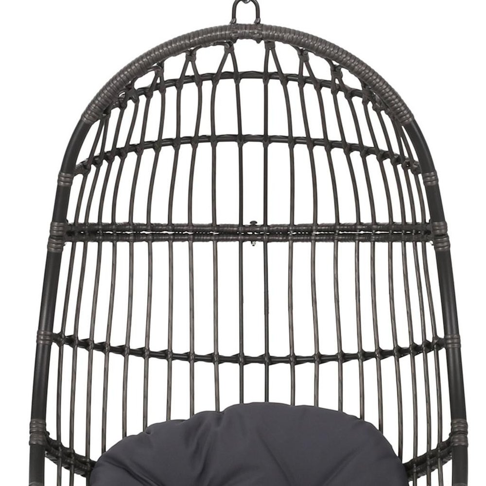 Gray Metal Outdoor Egg Chair with Gray Cushion - 30-inch