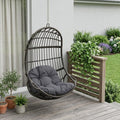 Gray Metal Outdoor Egg Chair with Gray Cushion - 30-inch