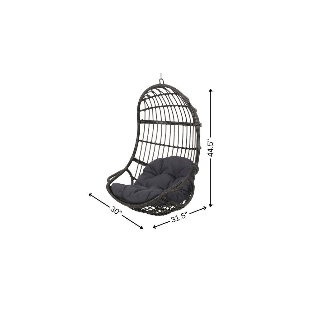 Gray Metal Outdoor Egg Chair with Gray Cushion - 30-inch