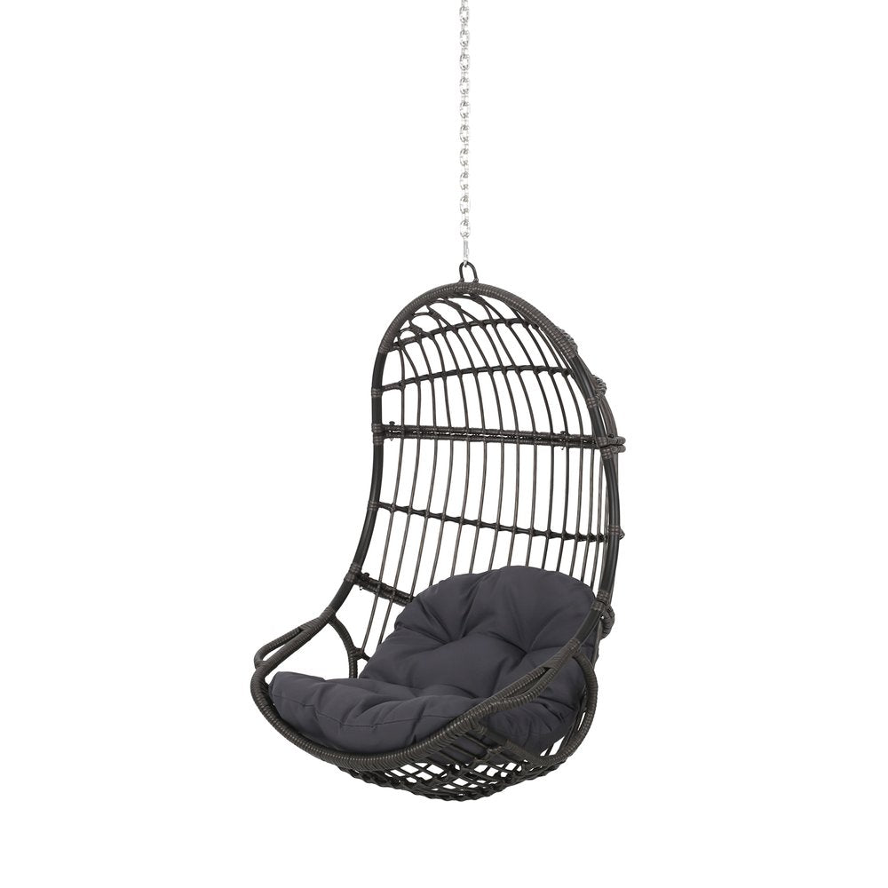 Gray Metal Outdoor Egg Chair with Gray Cushion - 30-inch