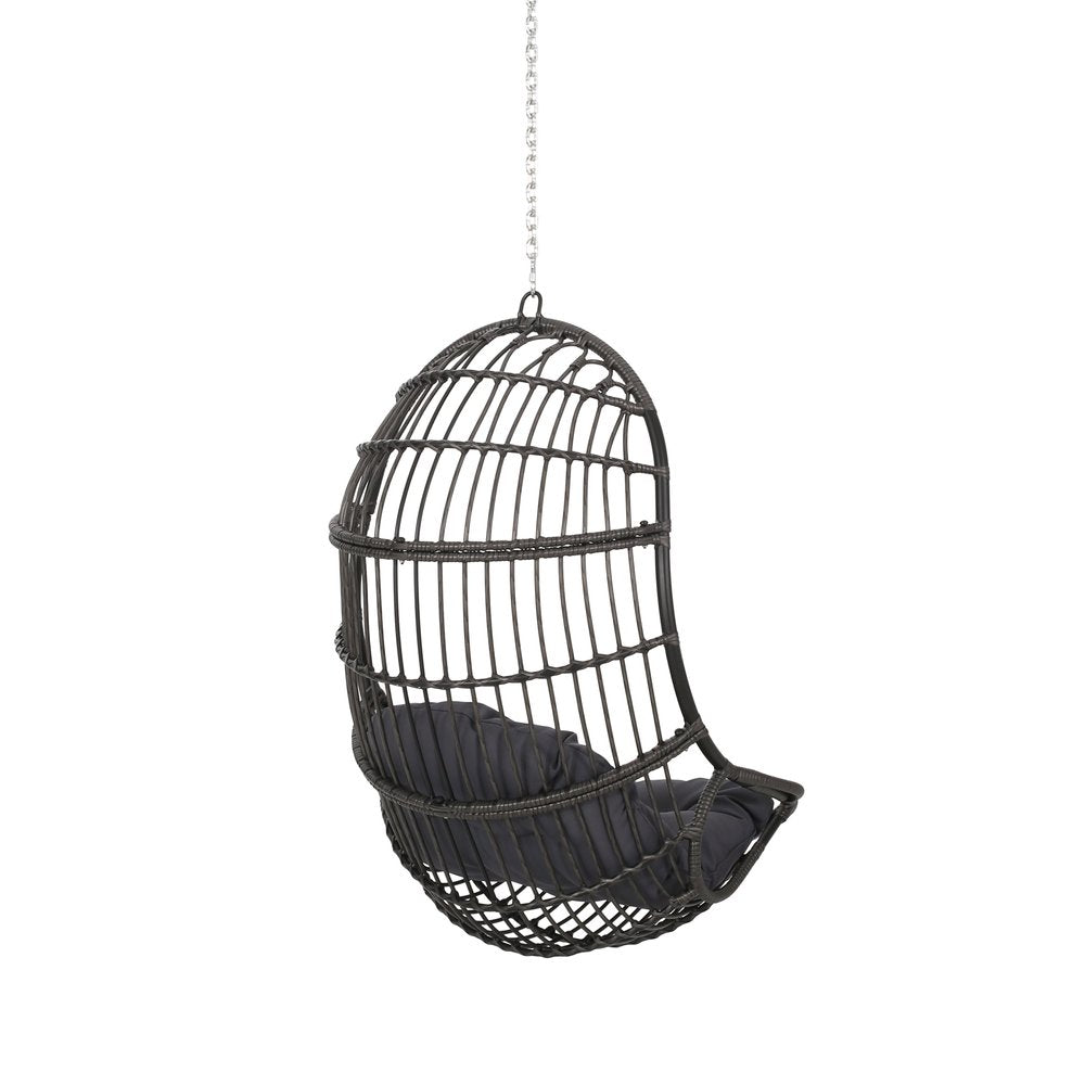 Gray Metal Outdoor Egg Chair with Gray Cushion - 30-inch