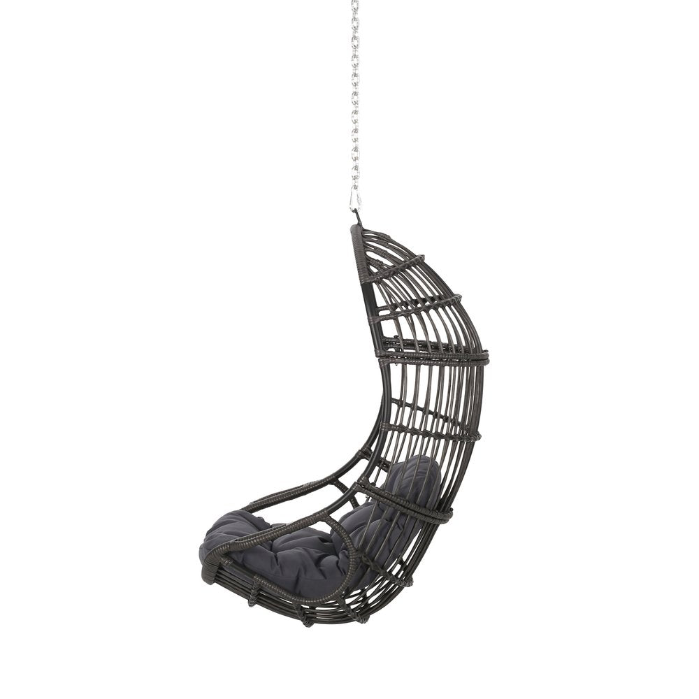 Gray Metal Outdoor Egg Chair with Gray Cushion - 30-inch