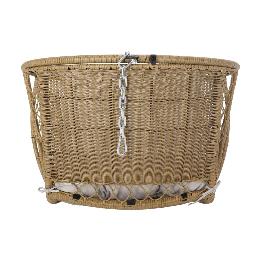 Beige Metal Outdoor Egg Chair with Gray Cushion - 35-inch