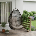 Brown Metal Outdoor Egg Chair with Brown Cushion - 29-inch