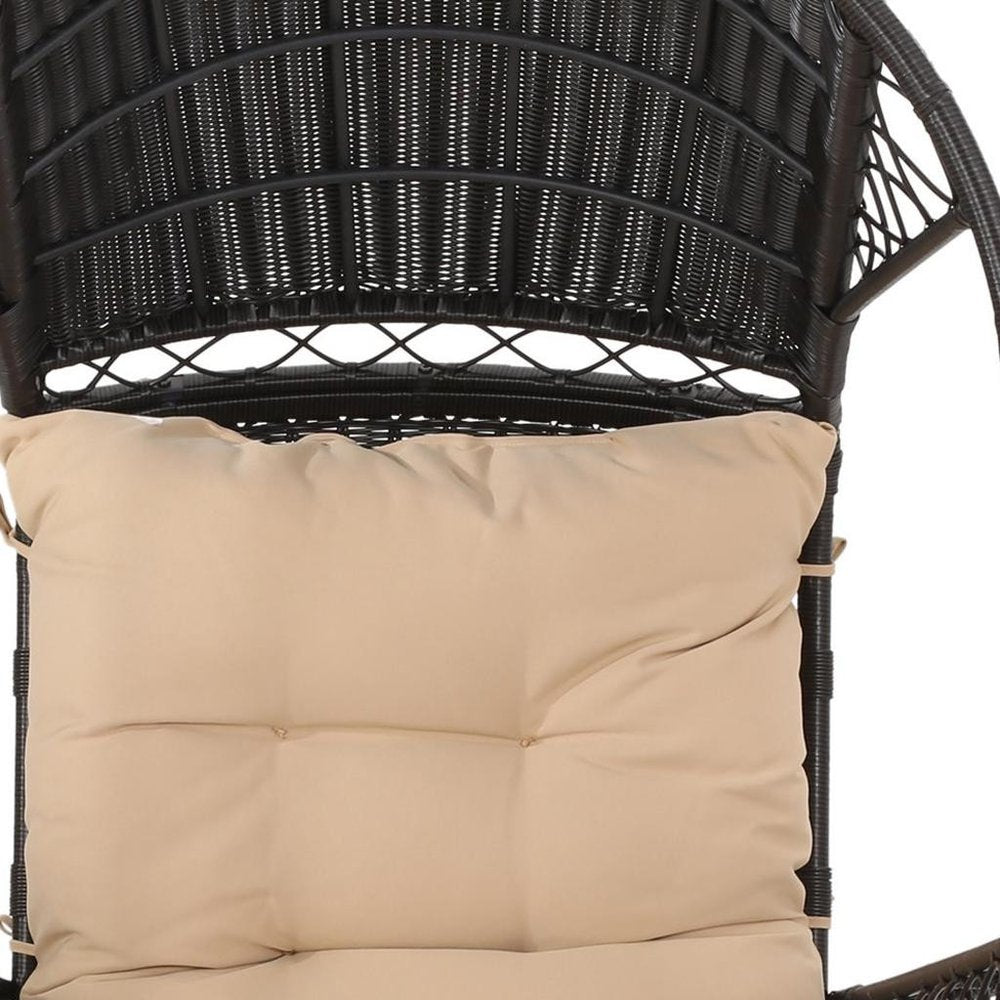 Brown Metal Outdoor Egg Chair with Brown Cushion - 37-inch