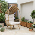 Beige Metal Outdoor Egg Chair with Beige Cushion - 37-inch