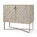 Brown and Gold Solid Wood and Metal Accent Cabinet with Two Doors - 19-inch