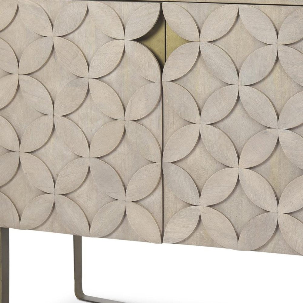 Brown and Gold Solid Wood and Metal Accent Cabinet with Two Doors - 19-inch