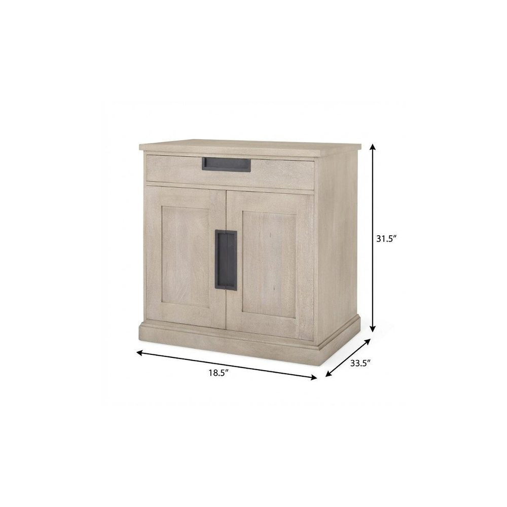Brown Solid Wood Accent Cabinet with Two Doors and One Drawer - 19-inch