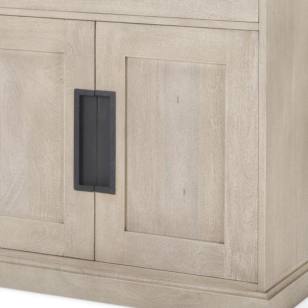 Brown Solid Wood Accent Cabinet with Two Doors and One Drawer - 19-inch