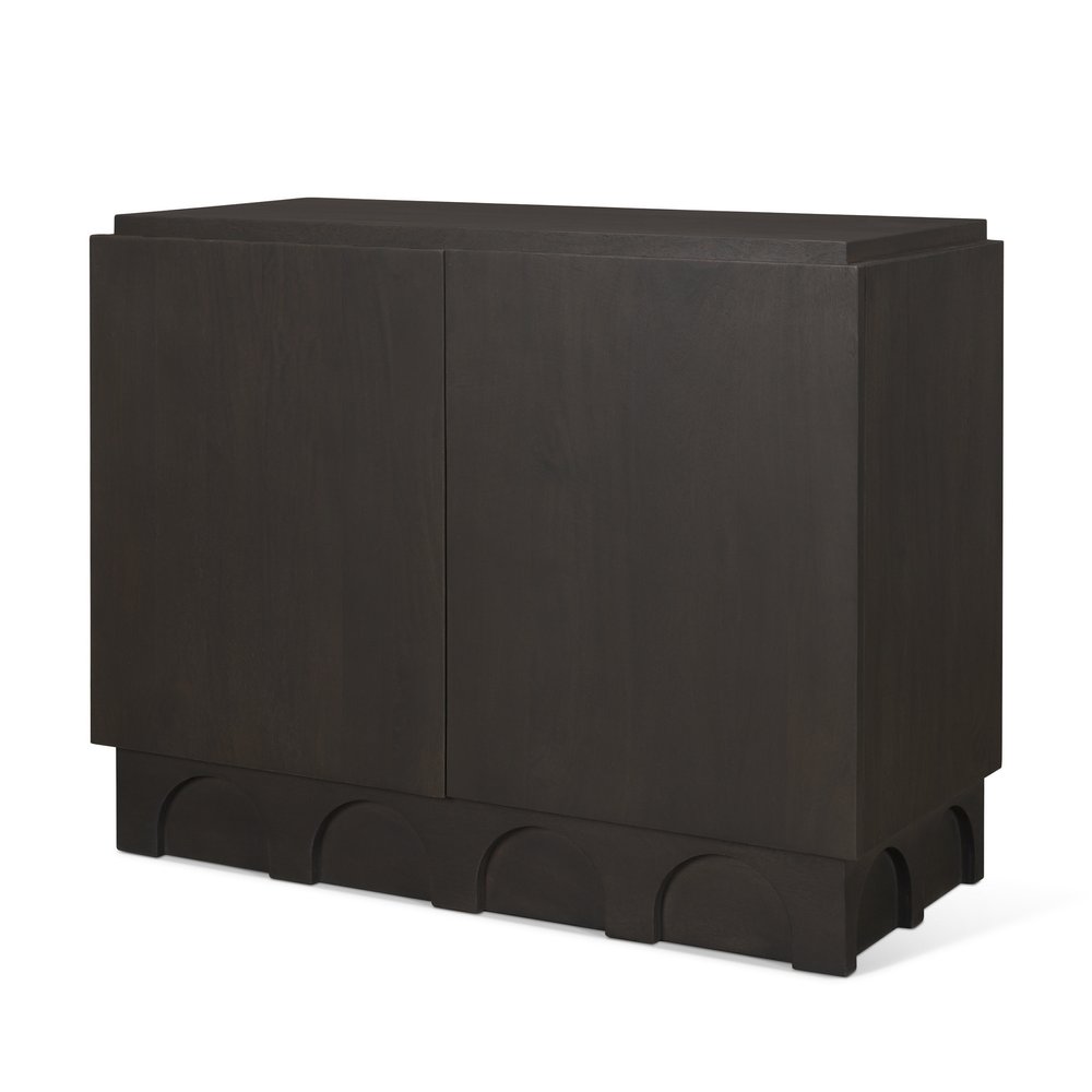 Dark Brown and Brown Solid Wood Accent Cabinet with Two Doors - 18-inch