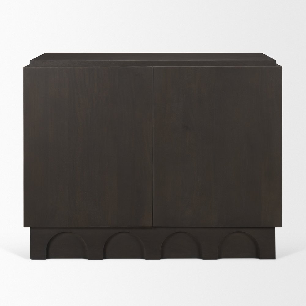 Dark Brown and Brown Solid Wood Accent Cabinet with Two Doors - 18-inch