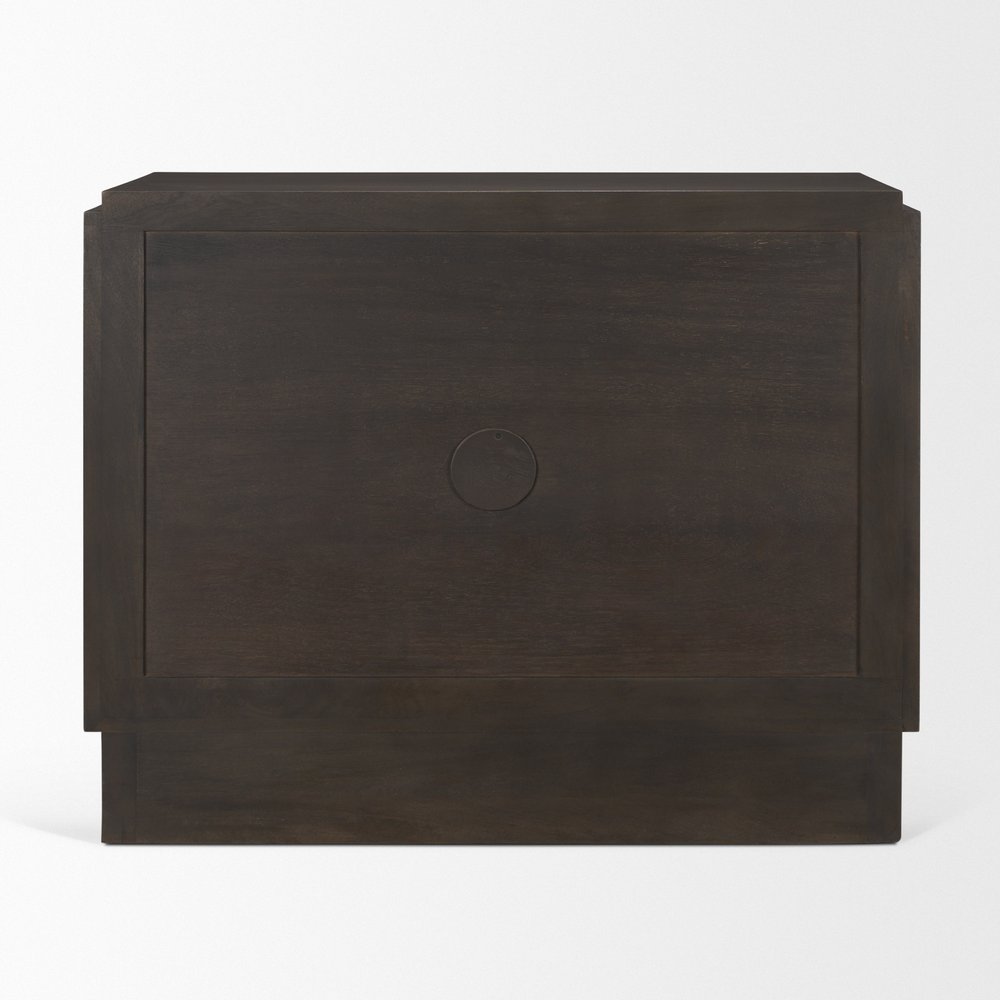 Dark Brown and Brown Solid Wood Accent Cabinet with Two Doors - 18-inch