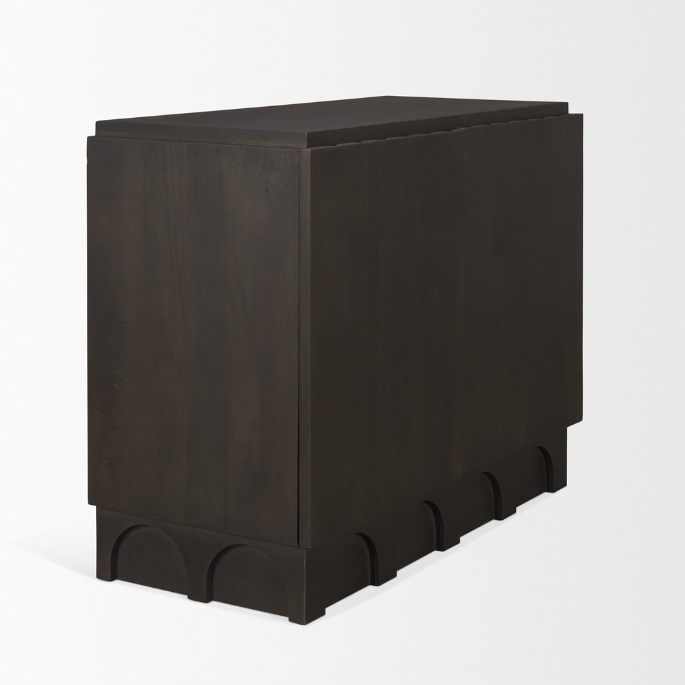 Dark Brown and Brown Solid Wood Accent Cabinet with Two Doors - 18-inch