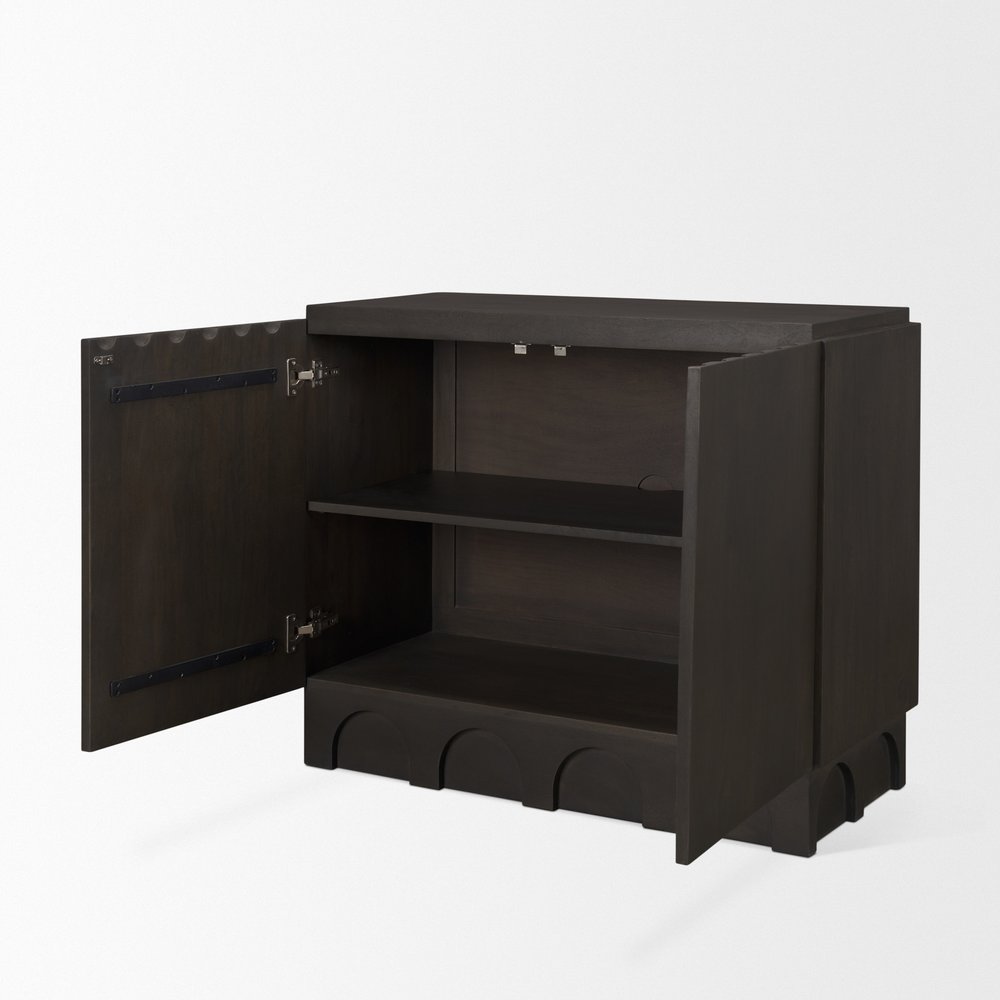Dark Brown and Brown Solid Wood Accent Cabinet with Two Doors - 18-inch
