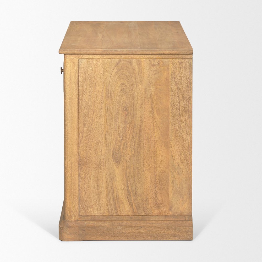 Brown Solid Wood Accent Cabinet with Two Doors and One Drawer - 19-inch