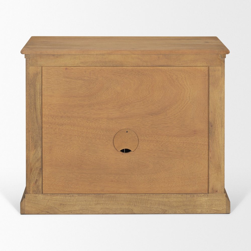 Brown Solid Wood Accent Cabinet with Two Doors and One Drawer - 19-inch