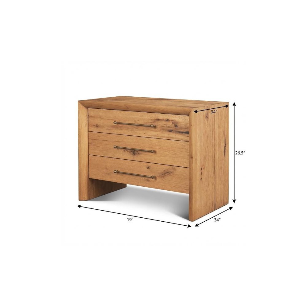 Brown Solid Wood Accent Cabinet with Three Drawers - 19-inch